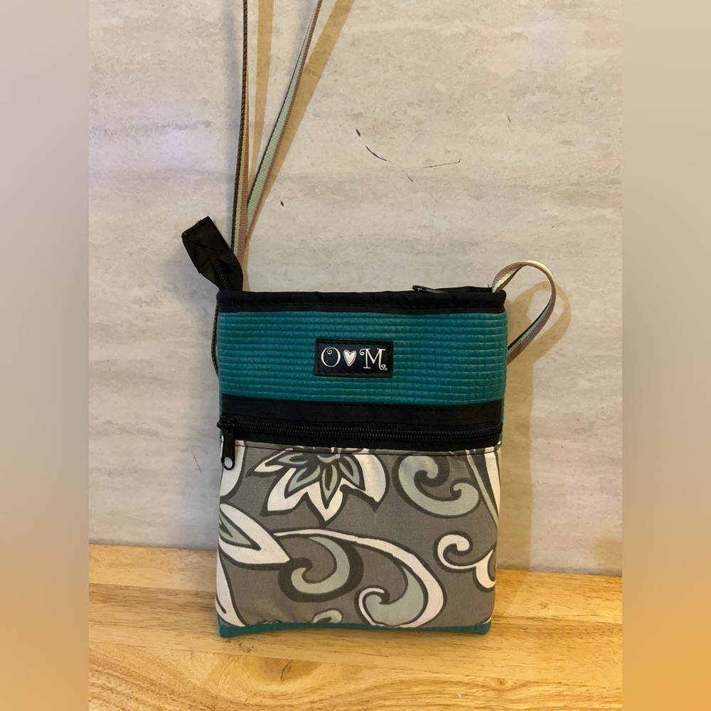 OlovesM Teal and Gray Swirl  Crossbody Bag